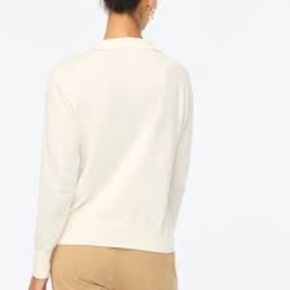 J. Crew Cotton Sweater Polo Cream White Neutral Preppy Classic BY045 M Career - Picture 3 of 10